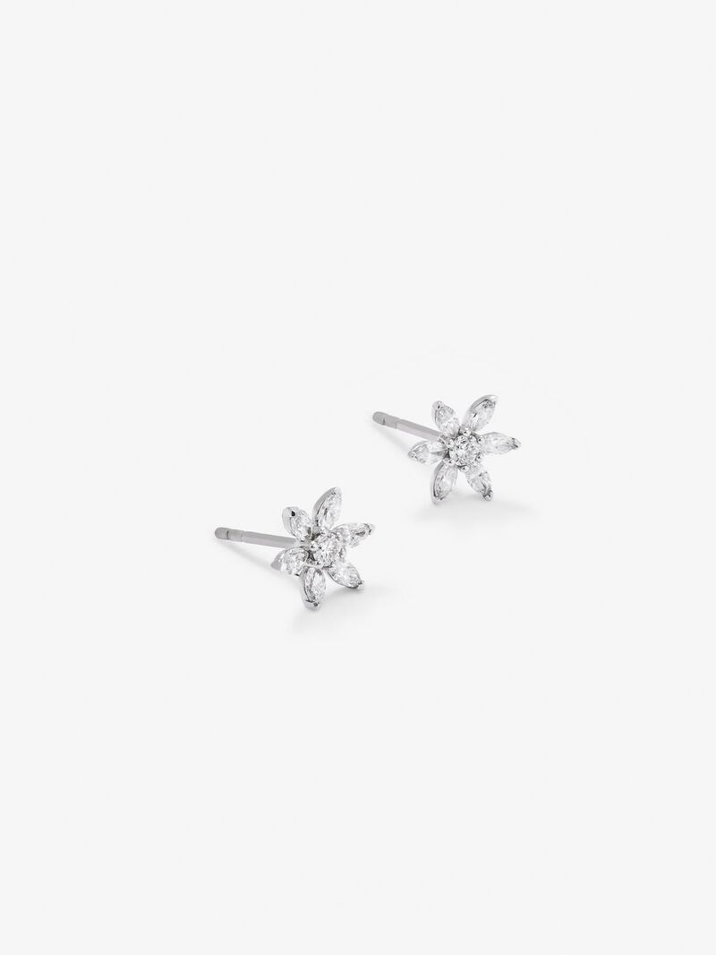 18K white gold earrings with 0.41 ct diamonds and flower shape image number 2