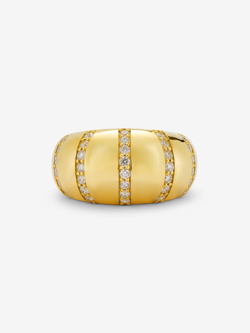 18K Yellow Gold Ring with Brilliant-Cut Pavé Diamonds image number 2