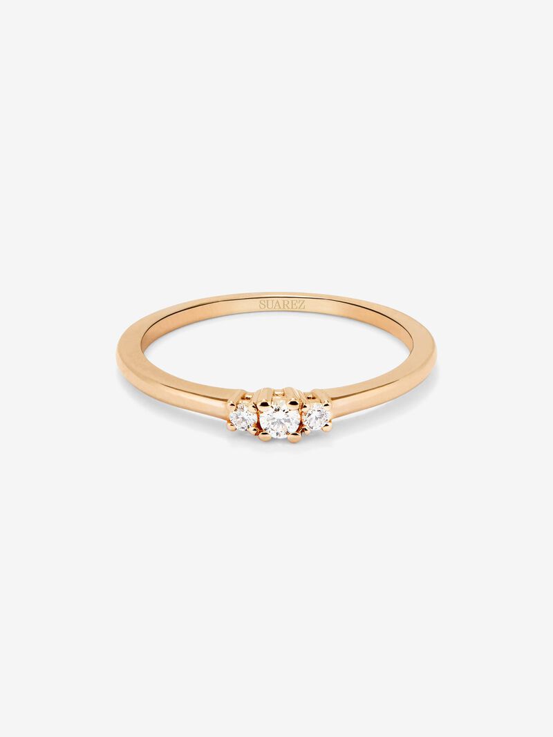 18K rose gold ring with 3 brilliant-cut diamonds with a total of 0.11 cts image number 1