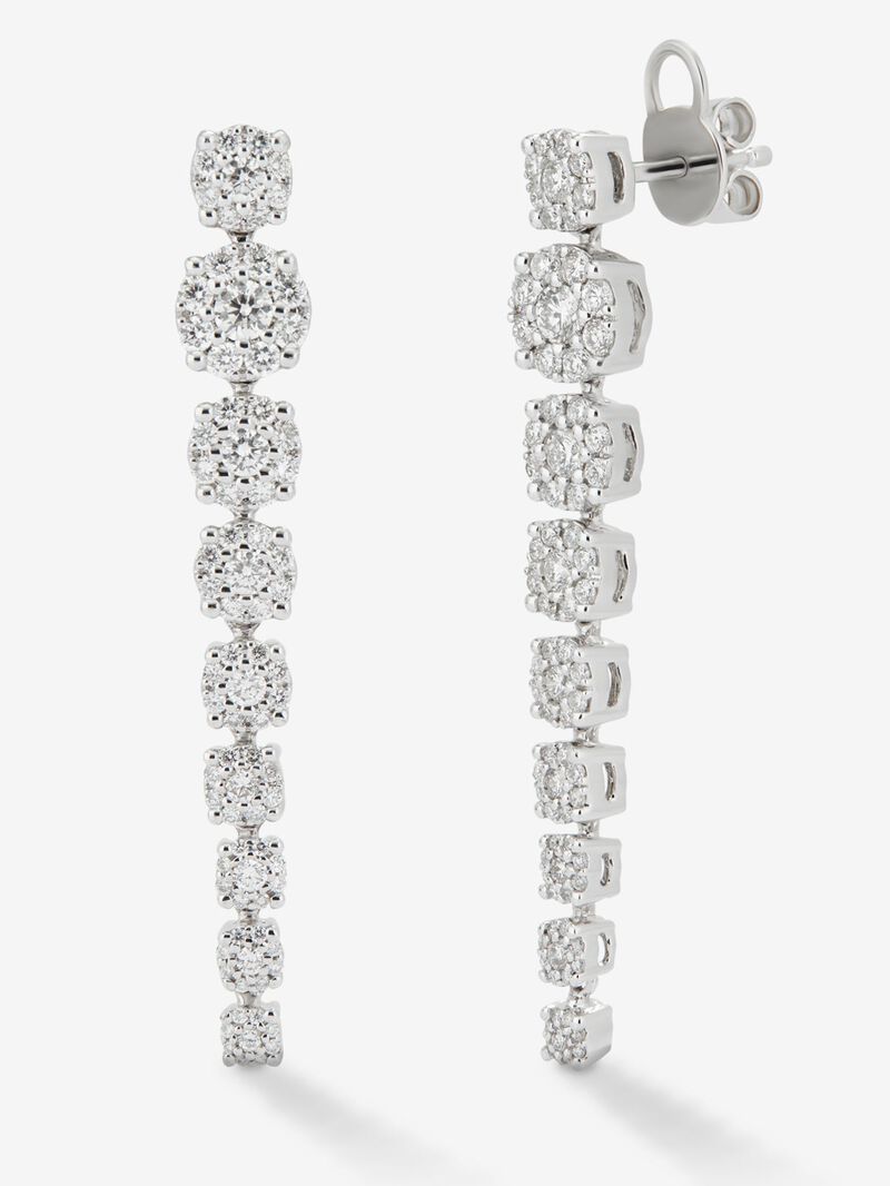 18K white gold earrings with white diamonds of 1.28 cts image number 0