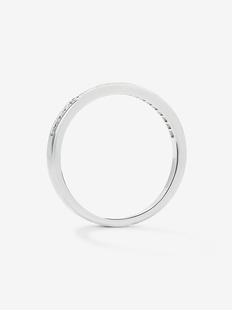 Half wedding band in 18K white gold with brilliant-cut pavé diamonds with a total of 0.08 cts image number 1