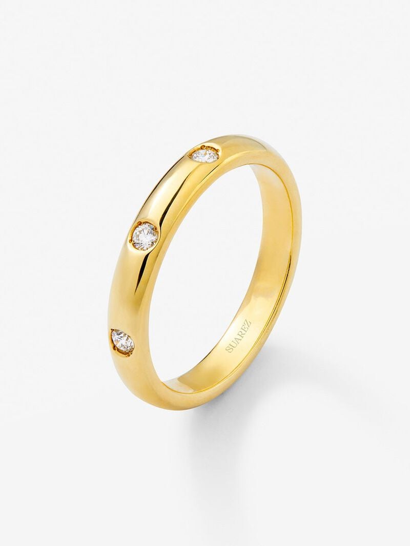 18K Yellow Gold Wedding Alliance ring with diamonds image number 0