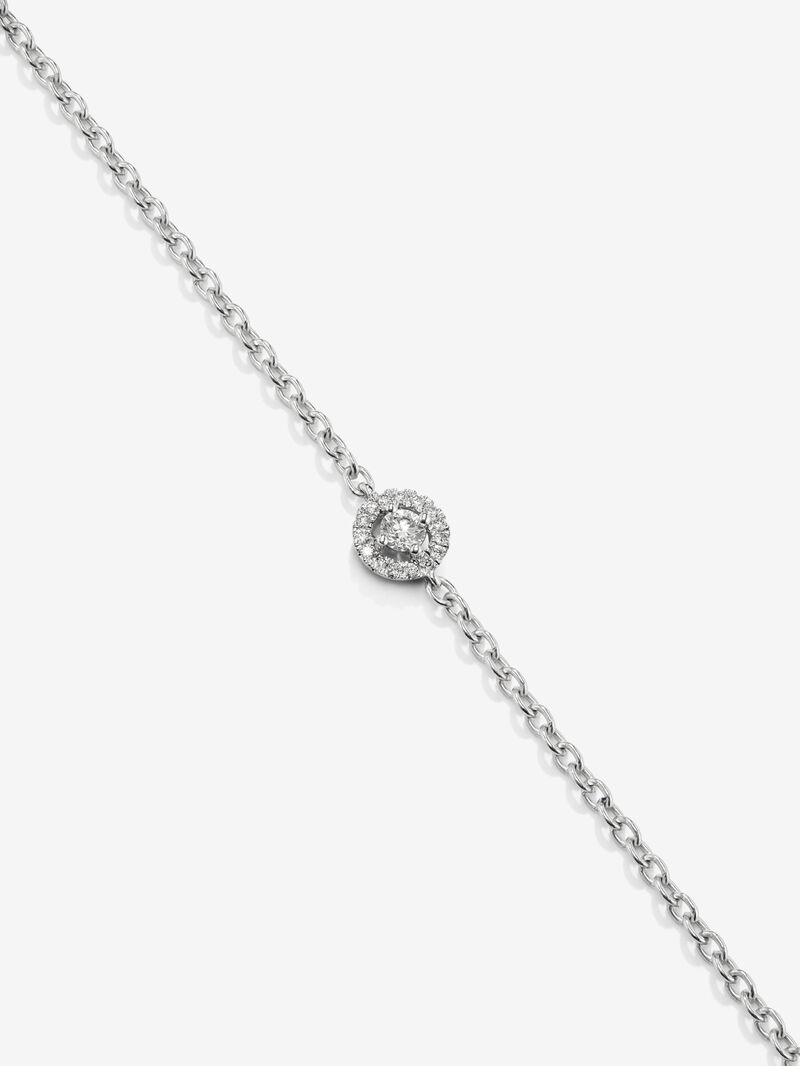 18K white gold chain bracelet with solitary diamond and diamond halo. image number 3