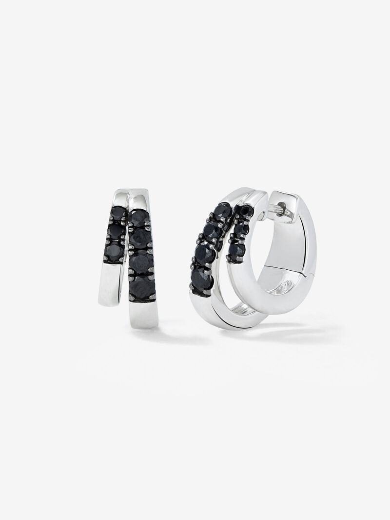 Double hoop earrings made of 925 silver with spinels. image number 0