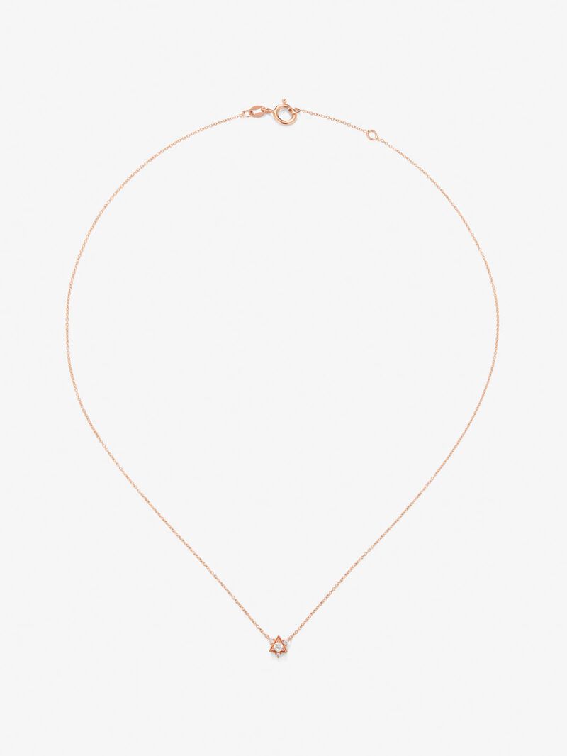 18K rose gold necklace with 4 brilliant-cut diamonds with a total of 0.1 cts image number 0