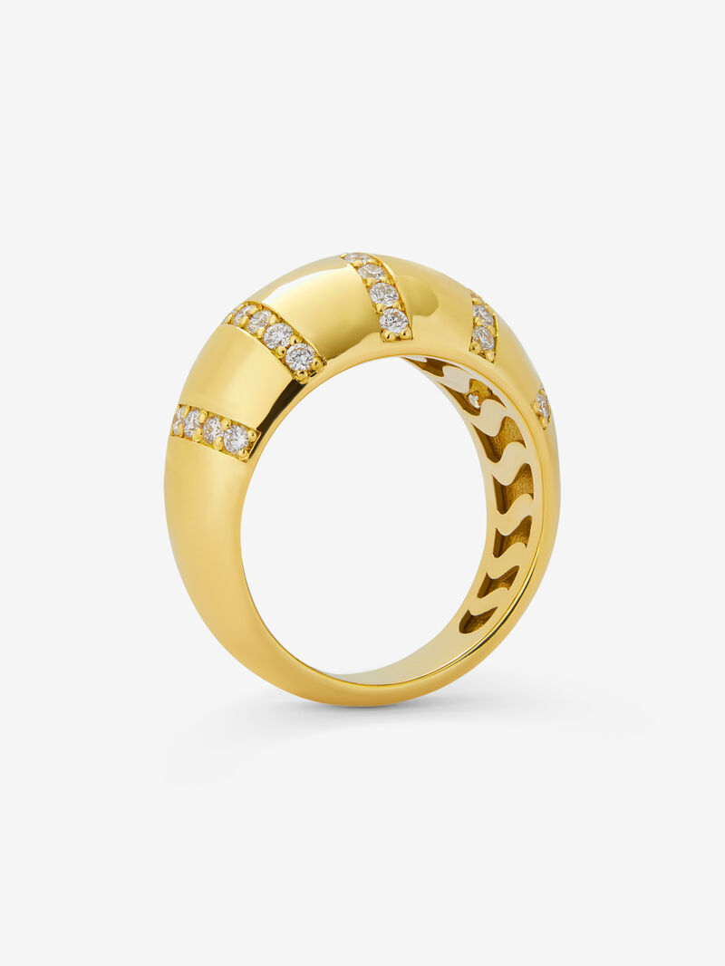 18K Yellow Gold Ring with Brilliant-Cut Pavé Diamonds image number 4