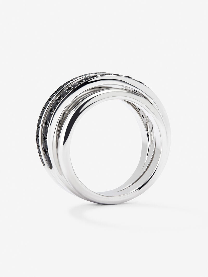 925 Silver Ring with Black Spinel Pavé image number 6