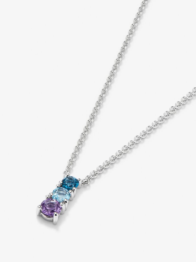 925 silver pendant with London blue topaz, Swiss blue topaz and brilliant-cut purple amethyst image number 2