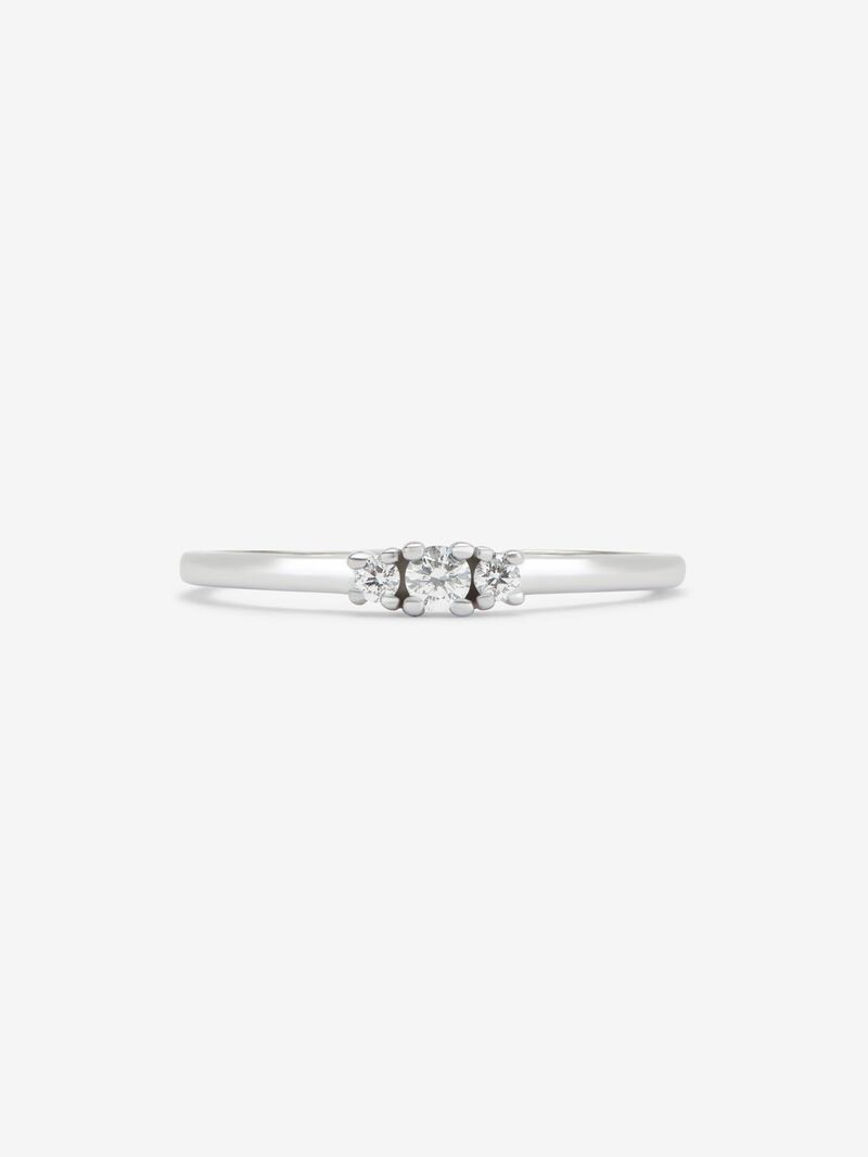 18K White Gold Trilogy Ring with Diamonds image number 1