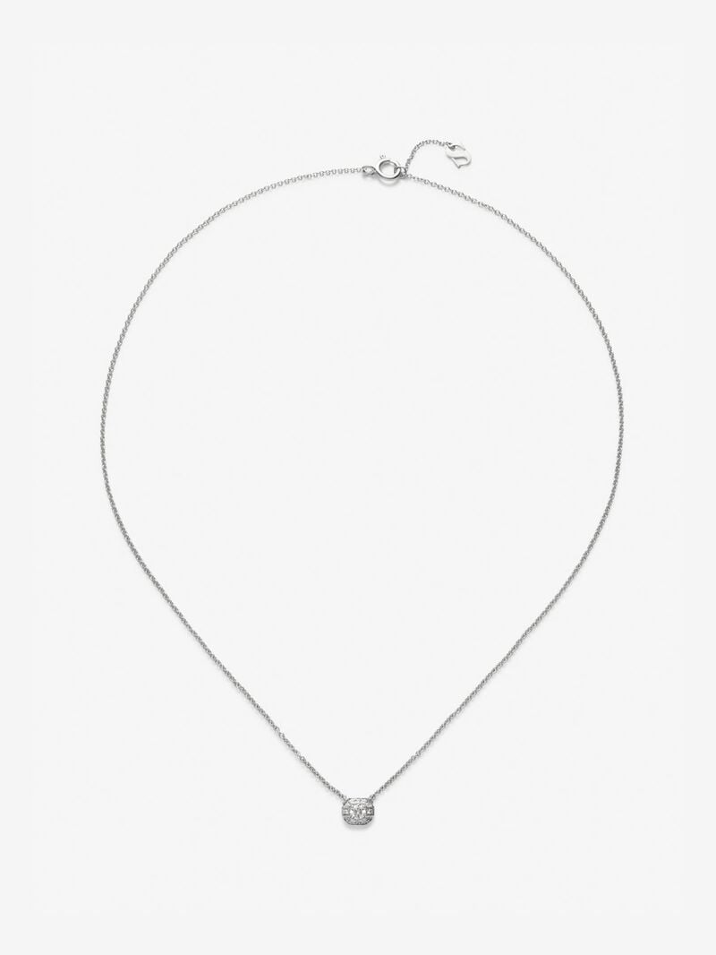 18K white gold pendant with central brilliant-cut diamond of 0.1 cts and 12 brilliant-cut diamonds with a total of 0.15 cts image number 0
