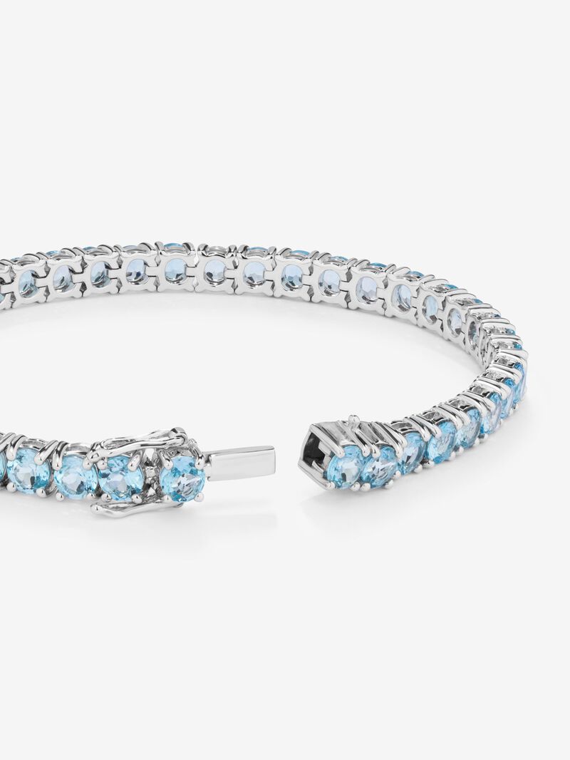 925 silver riviere bracelet with brilliant cut Swiss blue topazes with a total of 11.4 cts image number 1