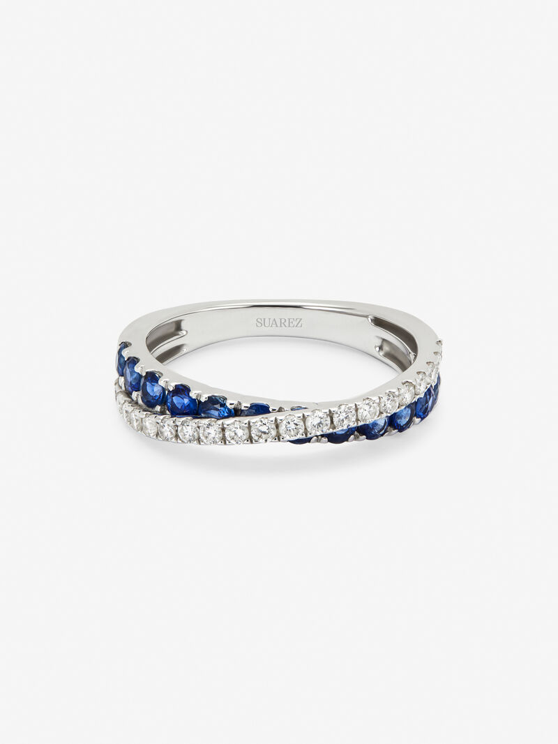 18K white gold cross ring with 12 brilliant-cut blue sapphires with a total of 0.77 cts and 20 brilliant-cut diamonds with a total of 0.29 cts image number 2