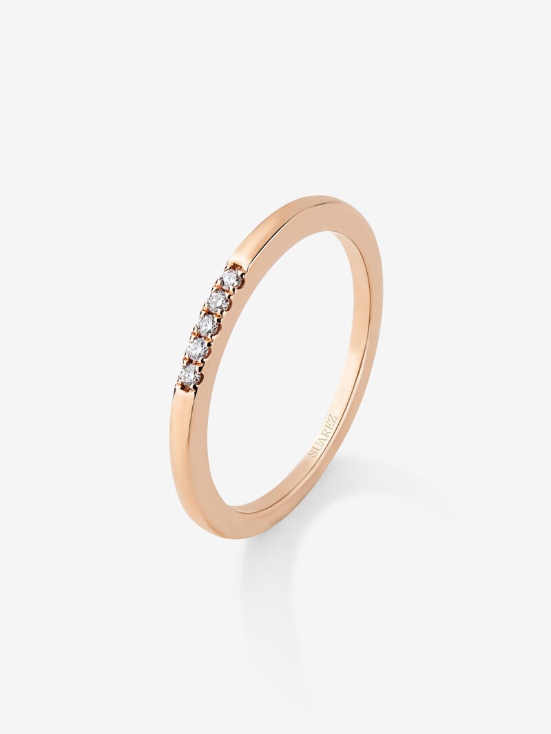 18K rose gold ring with 5 brilliant-cut diamonds with a total of 0.05 cts image number 0