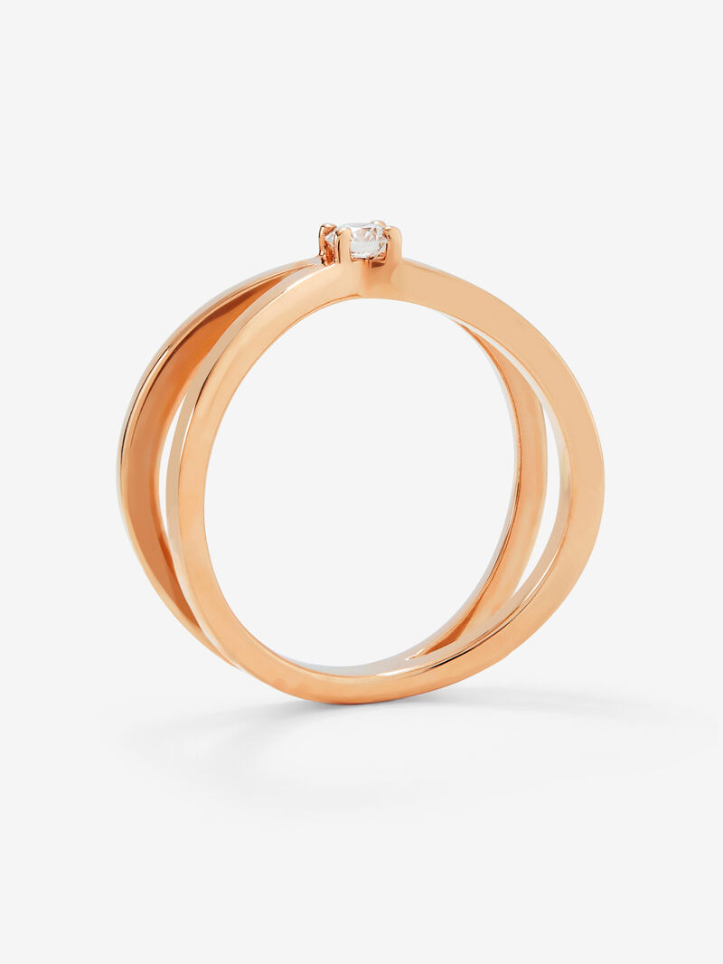 18K rose gold cross ring with 0.12 ct brilliant cut diamond image number 4