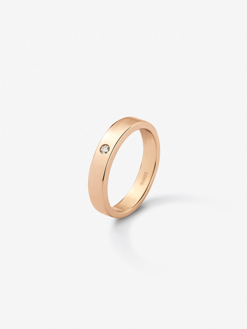 18K Rose Gold Wedding Band Ring with Diamond image number 0