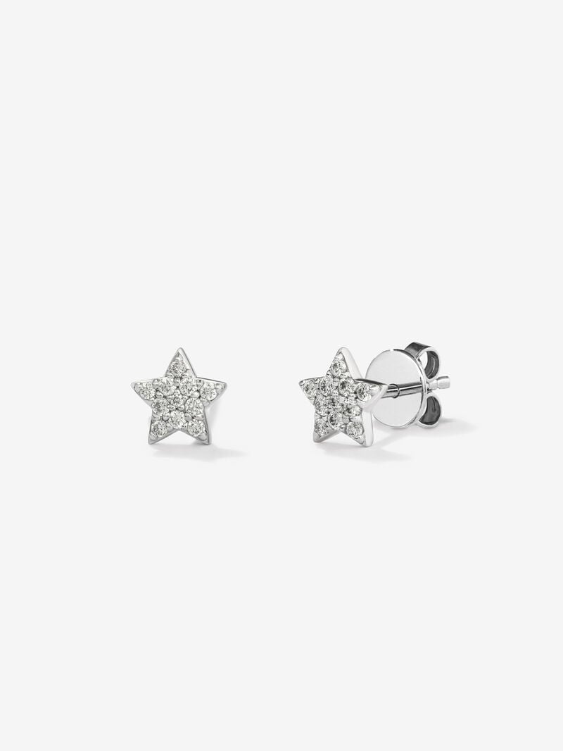18K White Gold Star Earrings with Diamonds image number 0
