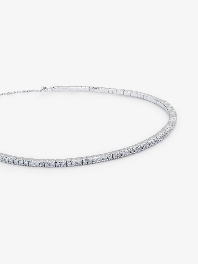 Rigid 18K white gold bracelet with 0.39 ct brilliant-cut white diamonds image number 4