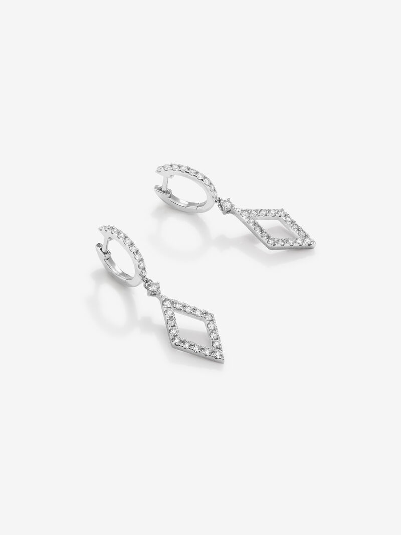 18kt white gold hoop earrings with diamond rhombus image number 2
