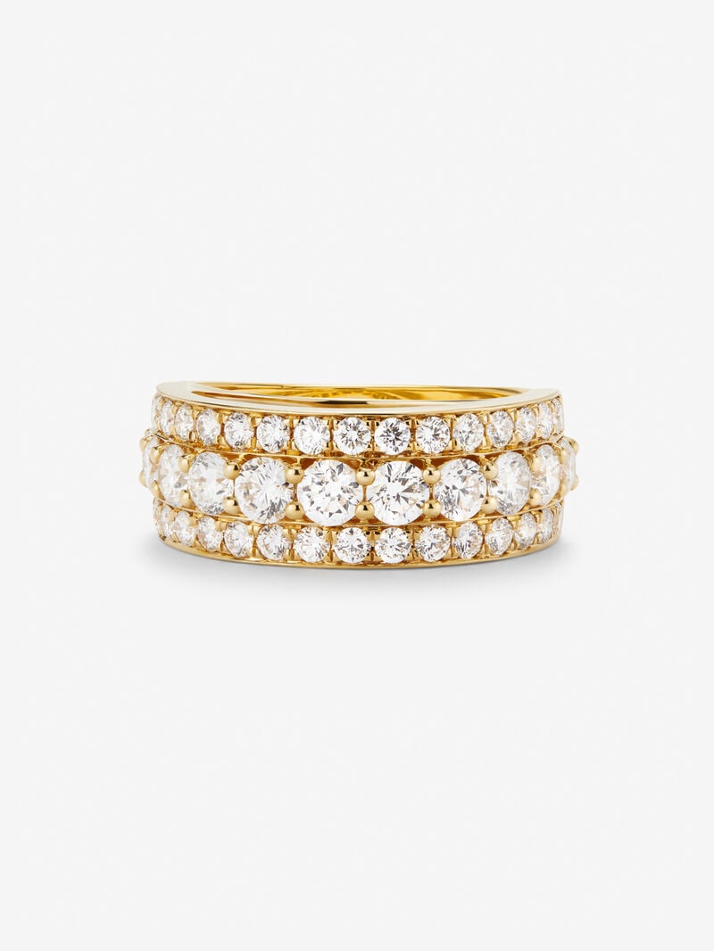 18K yellow gold ring with 22 brilliant-cut diamonds with a total of 2.08 cts image number 2