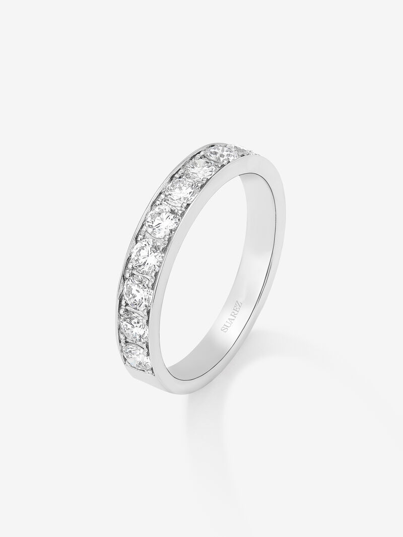 18K white gold compromise ring with white diamonds in 0.83 cts image number 0