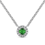 Big Three pendant white gold 0,10 carats green emerald, PT7007-00E3MM_V