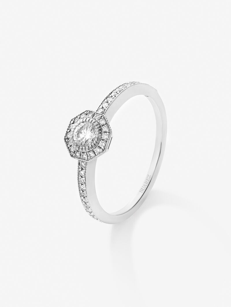 18K white gold solitaire engagement ring with diamond image number 0