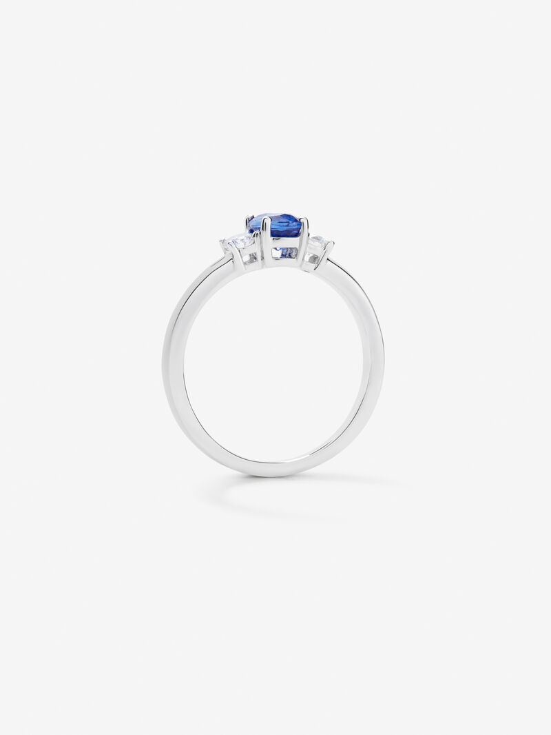 18K White Golden Tieillo Ring with Sapphire and Diamond image number 4