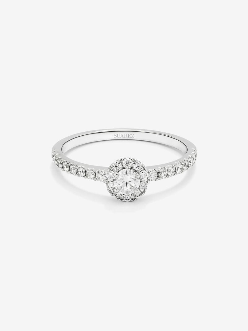 18K white gold ring with central brilliant-cut diamond of 0.15 cts and 26 brilliant-cut diamonds with a total of 0.28 cts image number 2