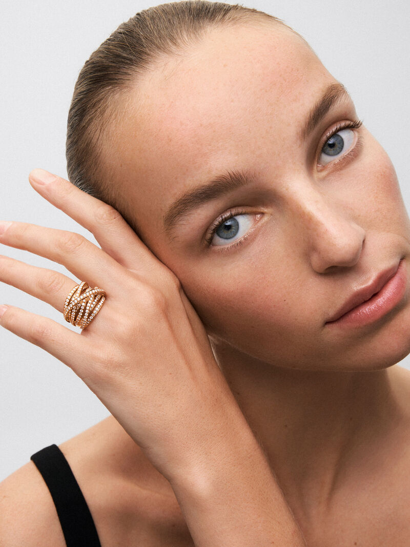 18K yellow gold multi-arm ring with 185 brilliant-cut diamonds with a total of 2.62 cts image number 1