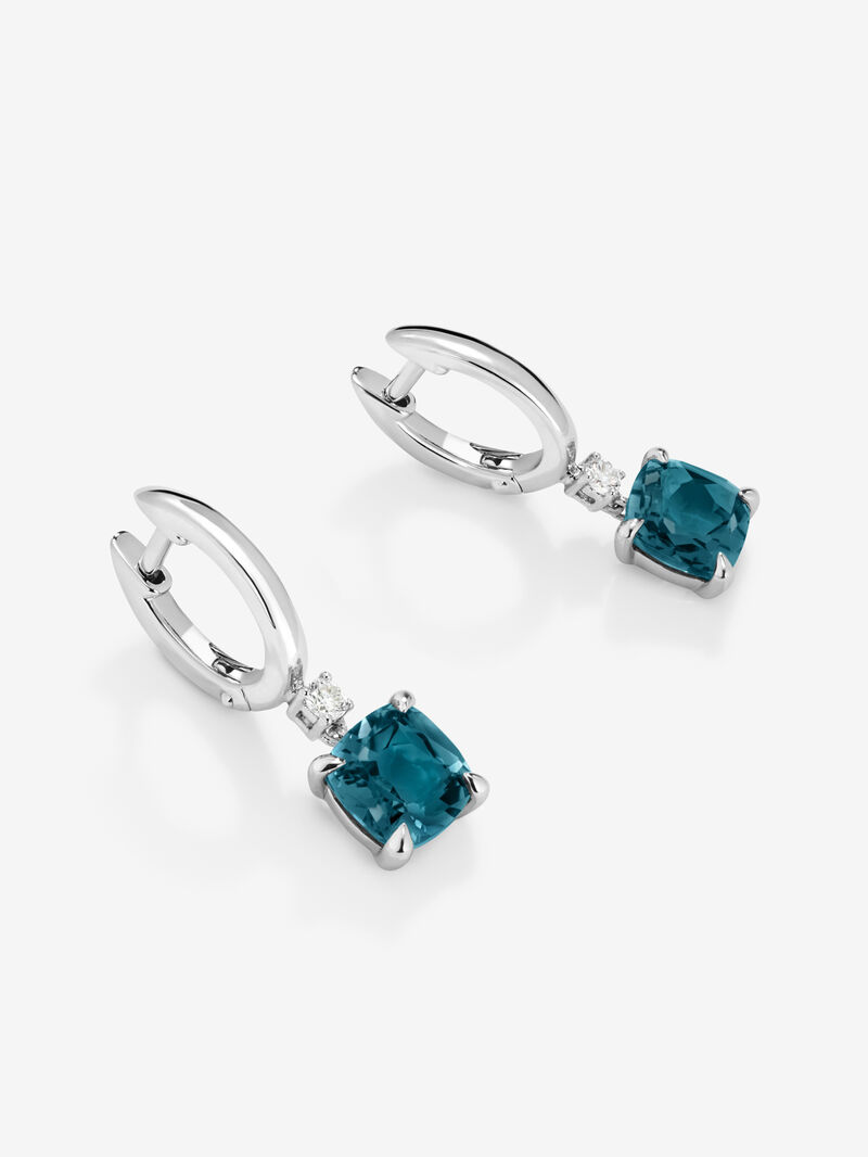 925 Silver hoop earrings with hanging topaz image number 2