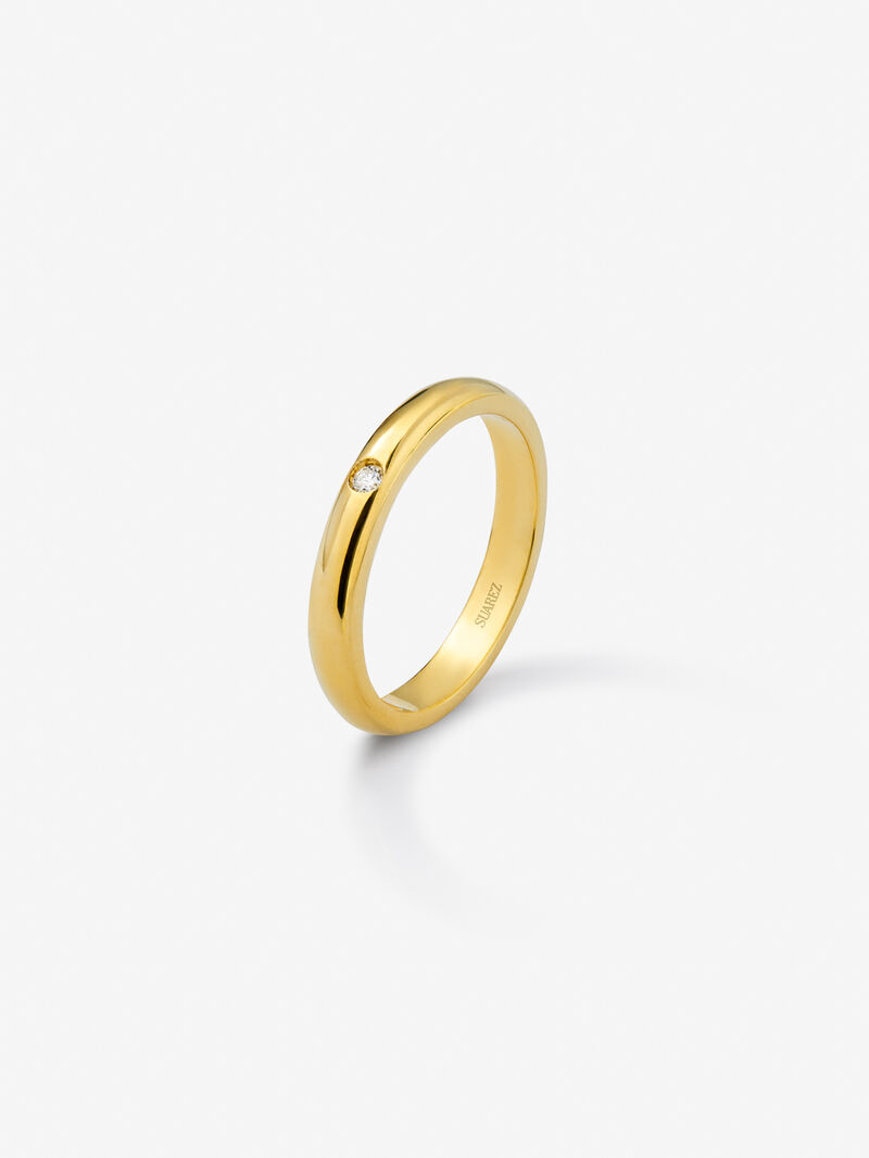 18K yellow gold ring with diamonds image number 0