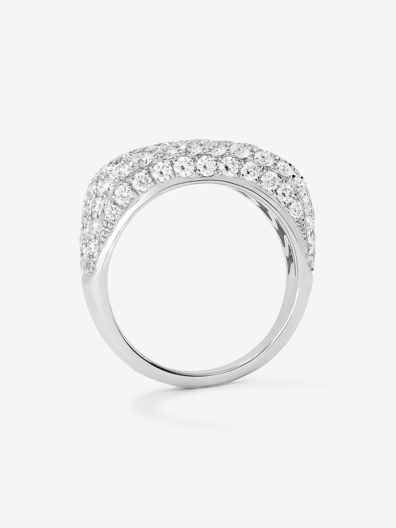 18K White Gold Ring with white diamond pavement in 1.6 cts bright size image number 3