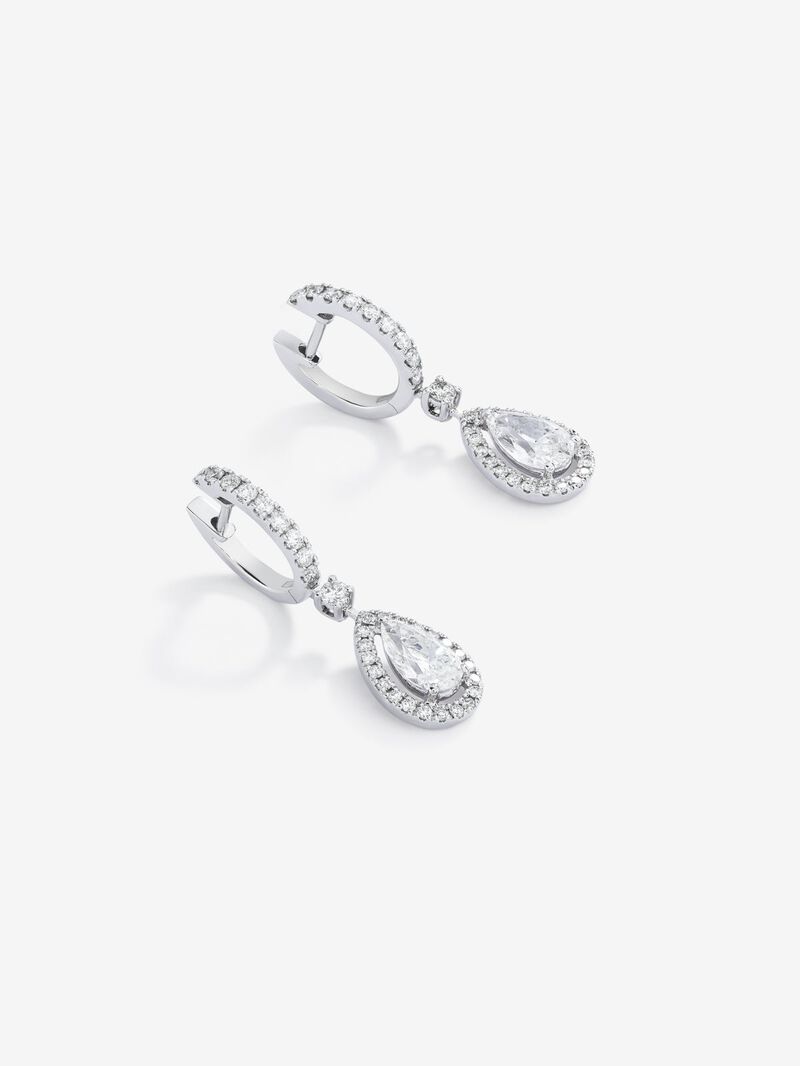 18K white gold hoop earrings with 48 brilliant-cut diamonds with a total of 0.4 cts and 2 pear-cut diamonds with a total of 0.3 cts image number 2