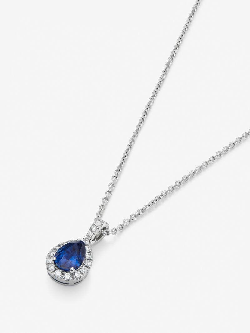 18K white gold pendant with blue sapping skew image number 2