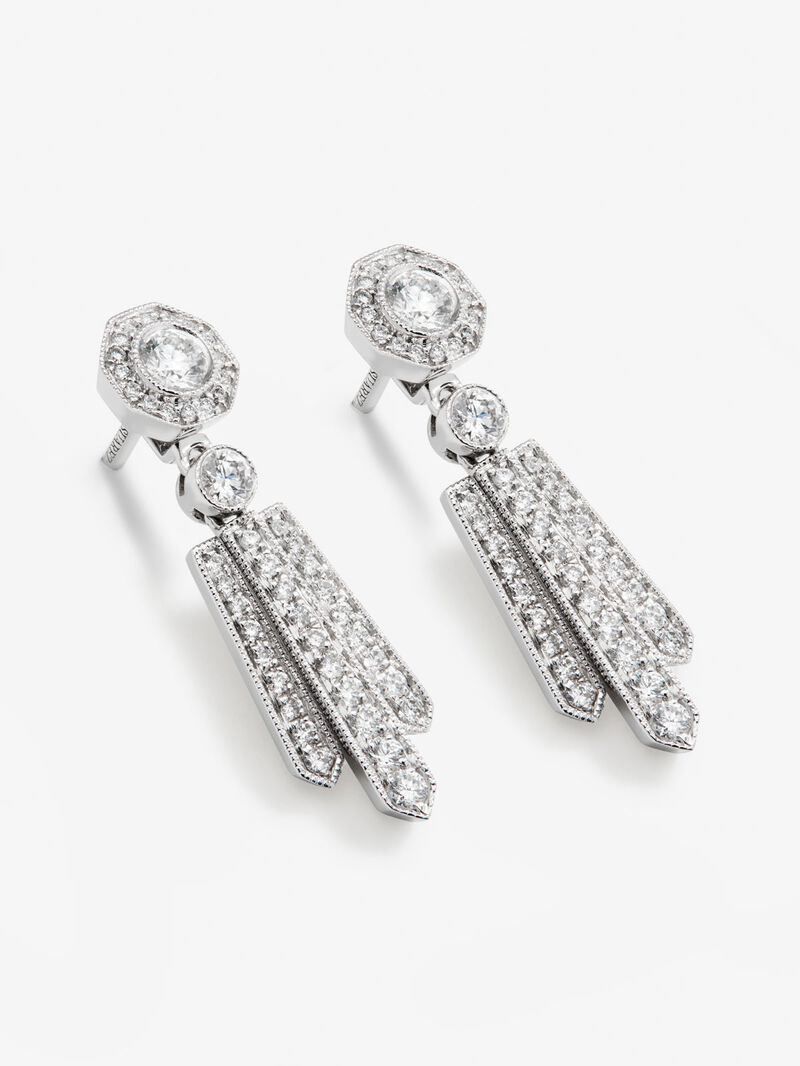 Detachable 18k white slopes with white diamonds in 0.2 cts bright size image number 2