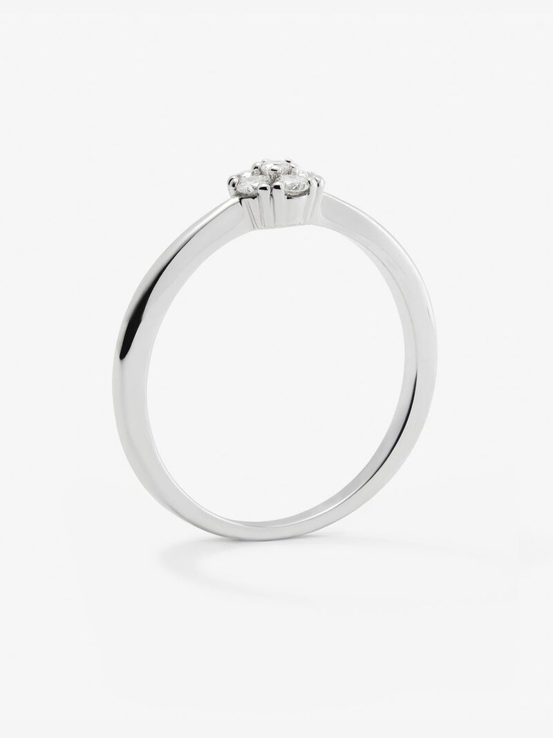 18K white gold ring with rosette of 6 brilliant-cut diamonds with a total of 0.17 cts image number 4