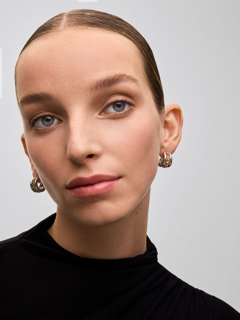 925 silver earrings with paved brilliant-cut citrine quartz image number 1