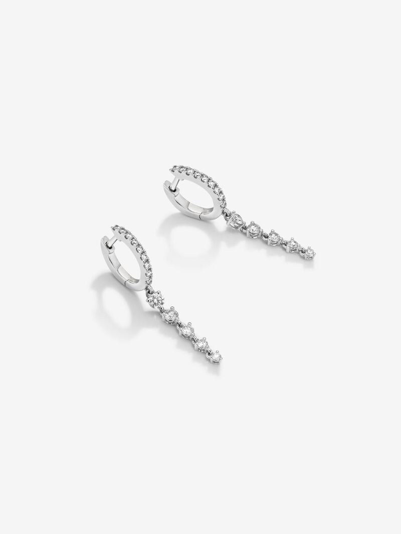 Long hoop earrings made of 18K white gold with diamonds. image number 3