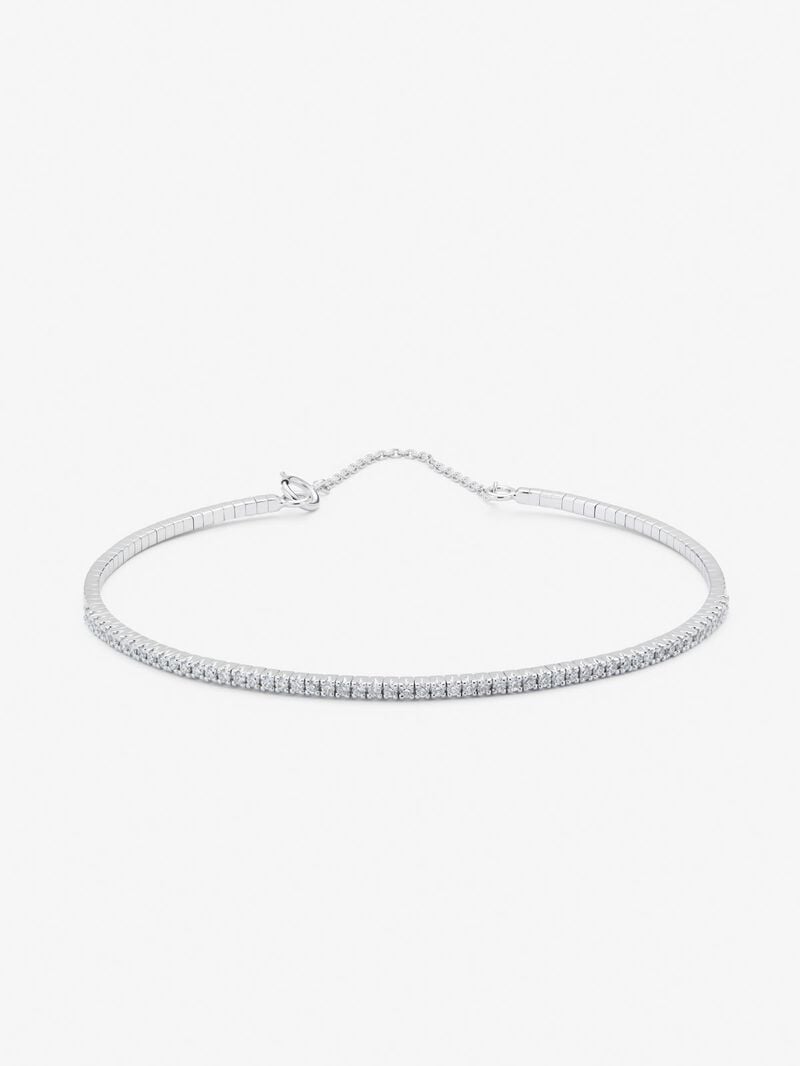 Rigid 18K white gold bracelet with 0.39 ct brilliant-cut white diamonds image number 1