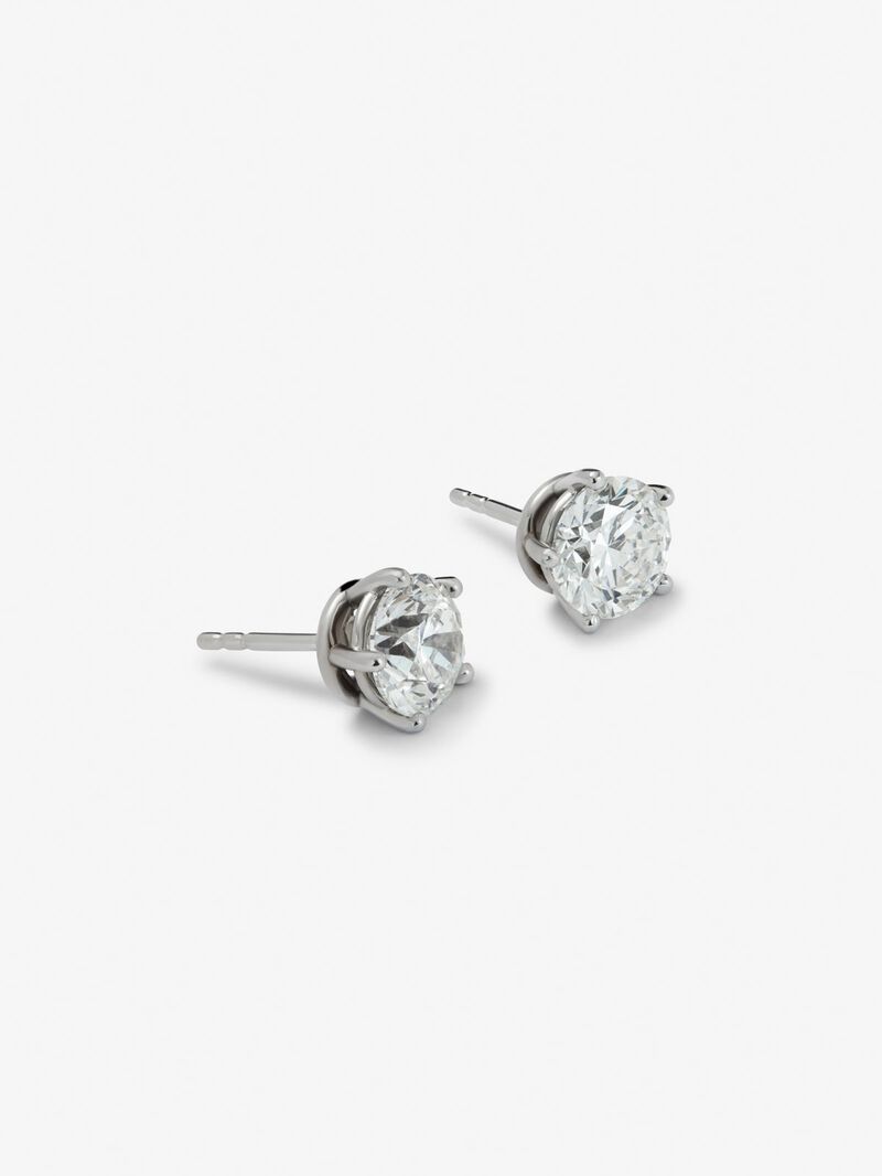 18K white gold earrings with 2 brilliant-cut diamonds with a total of 4 cts image number 2