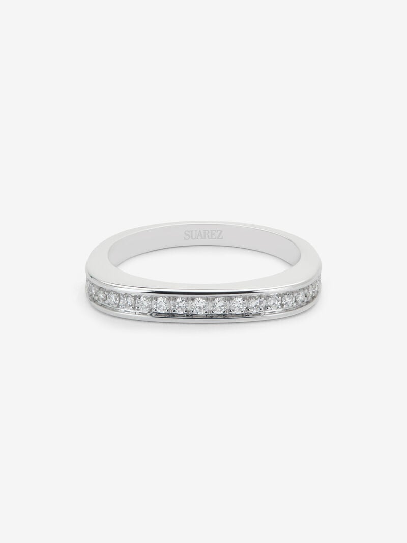 18K white gold alliance ring with 23 brilliant-cut diamonds with a total of 0.18 cts image number 2