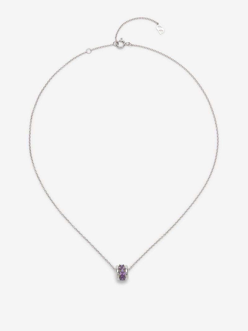 925 silver pendant with paved brilliant-cut pink amethysts image number 0