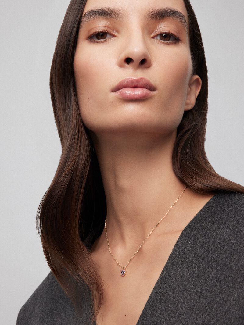 18K rose gold pendant with 8 brilliant-cut multicolor sapphires with a total of 0.41 cts image number 0