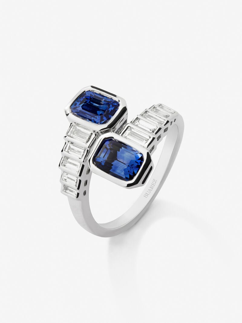 You and I 18k White Gold Ring with Blue and Blue Lofiros live in octagonal 2,2 cts and white diamonds in 0.52 cts baggos image number 0
