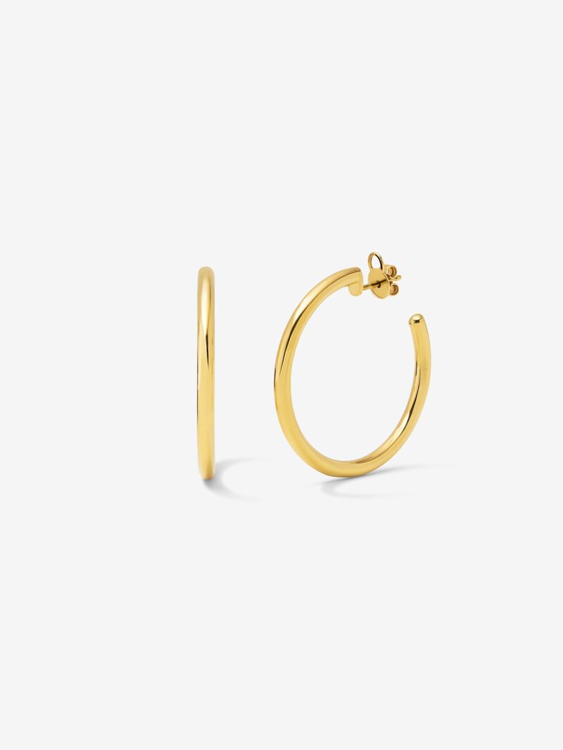 Large Smooth Hoop Earrings in 18K Yellow Gold image number 0