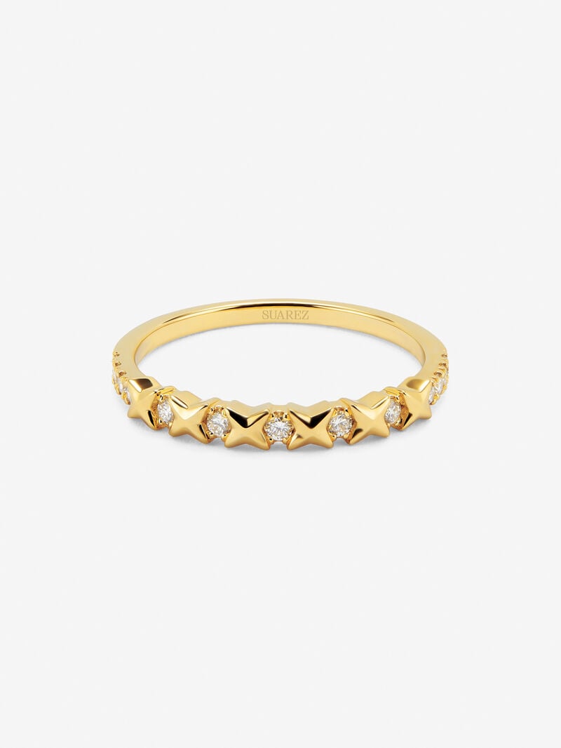 18K yellow gold ring with 13 brilliant-cut diamonds with a total of 0.16 cts image number 2