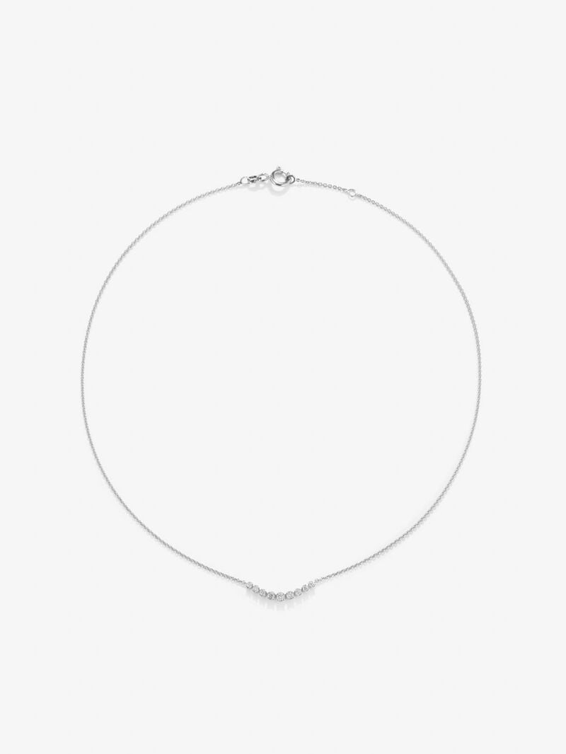 18K white gold necklace with 9 brilliant-cut diamonds with a total of 0.26 cts image number 2