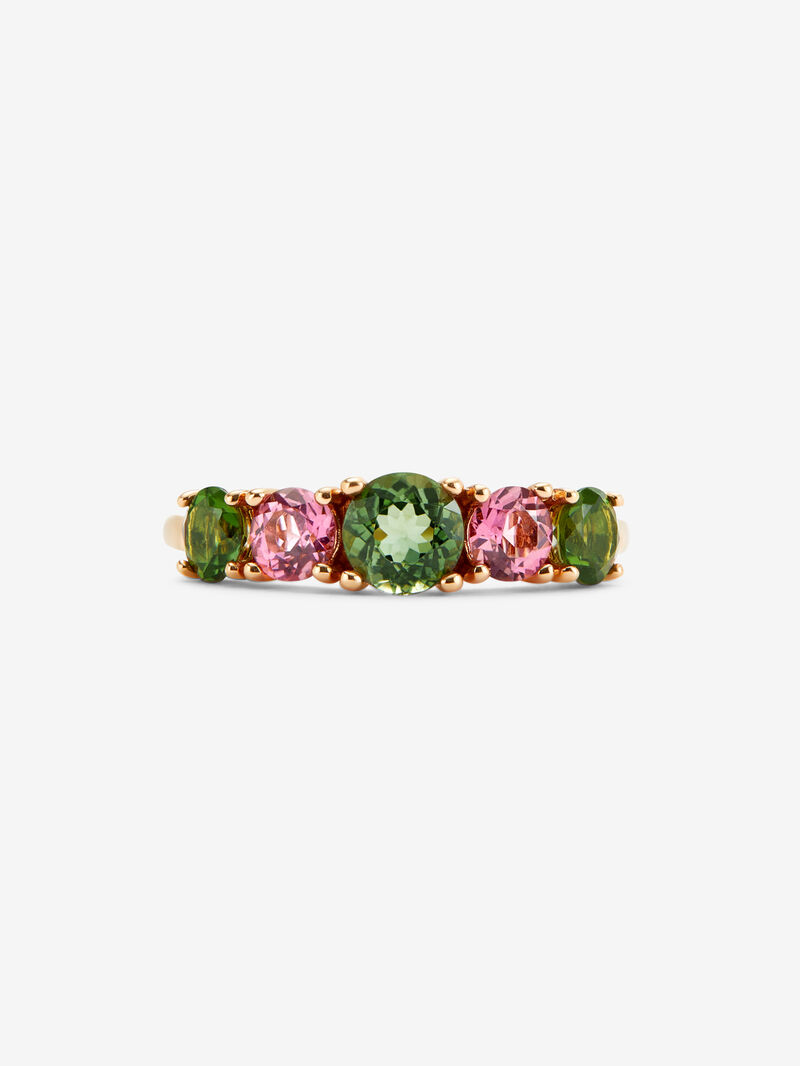 18K rose gold cinquillo ring with 5 brilliant-cut multicolor tourmalines image number 4