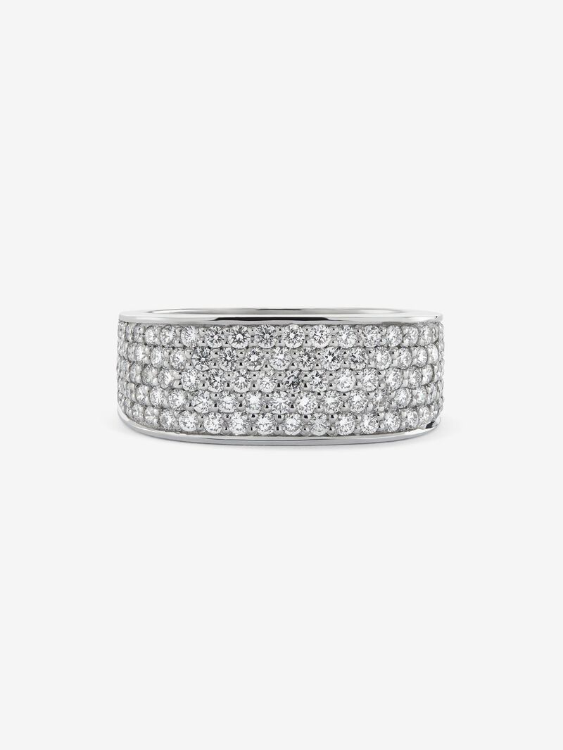 18K White Gold Ring with Brilliant-Cut Pavé Diamonds image number 2