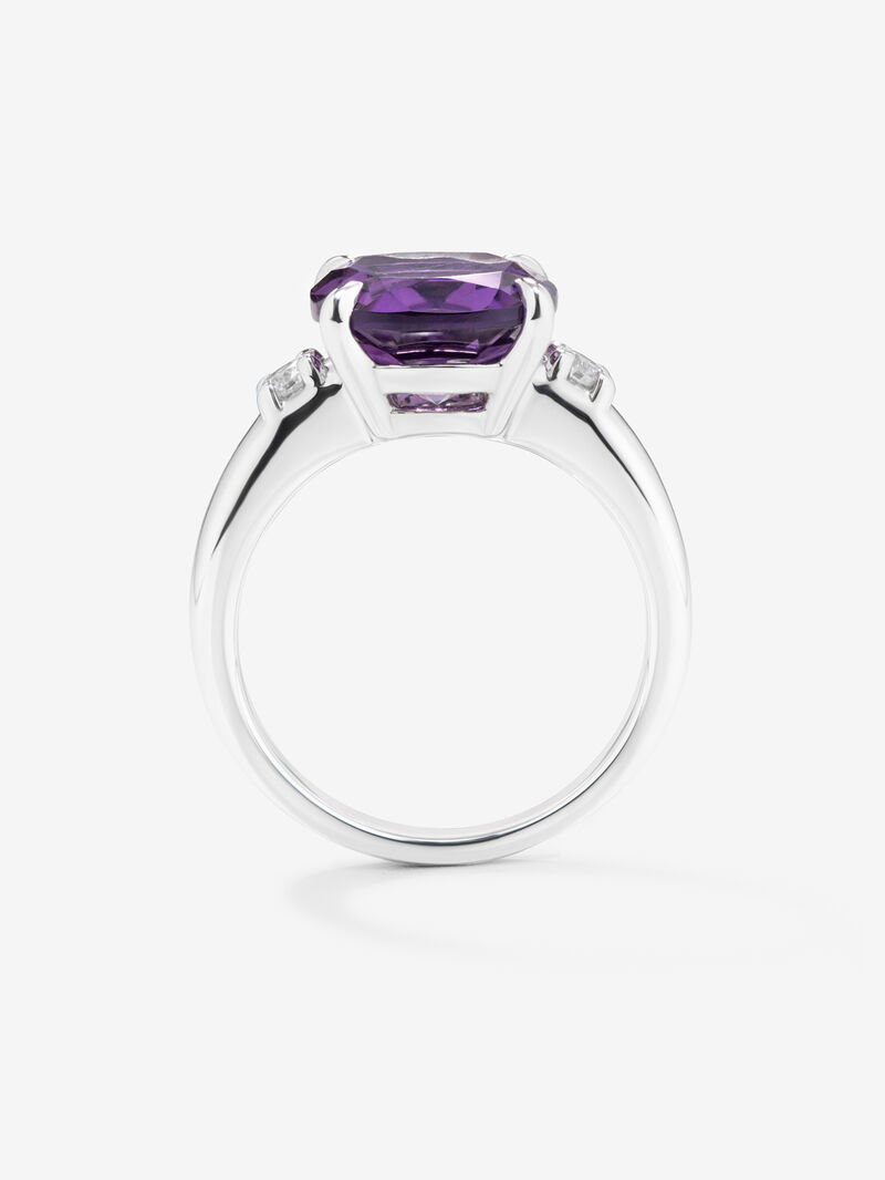928 Silver Trilogy Ring with Amethyst and Diamonds image number 4